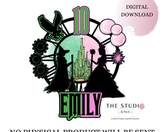 Wicked Cake Topper | Custom Cake Topper |Birthday | Personalised name & age | Glinda | Elphaba | Digital Download