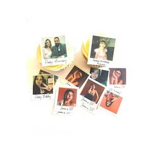 Polaroid photo Cupcake Toppers  | Custom Cake Topper | Logo Cupcake and cookie Toppers | Birthday Cupcake Toppers |