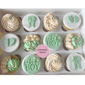 Babyshower CUPCAKE TOPPERS | Fondant | Eetbare taarttoppers