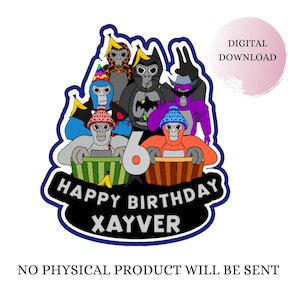 Gorilla Tag Gamer Cake Topper | Custom Cake Topper | Birthday Cake Topper | Personalised name & age | Digital Download
