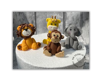 Jungle Animal Cake Toppers | lion | monkey | tiger | elephant | edible fondant | Safari Birthday