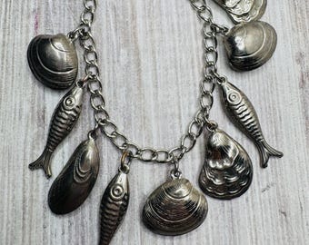 Seashore Fish, Shell Charm Bracelet