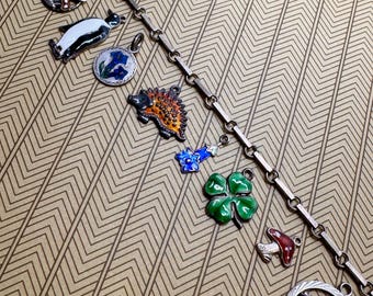 Sterling, Enamel European Charms, Paperclip Charm Bracelet