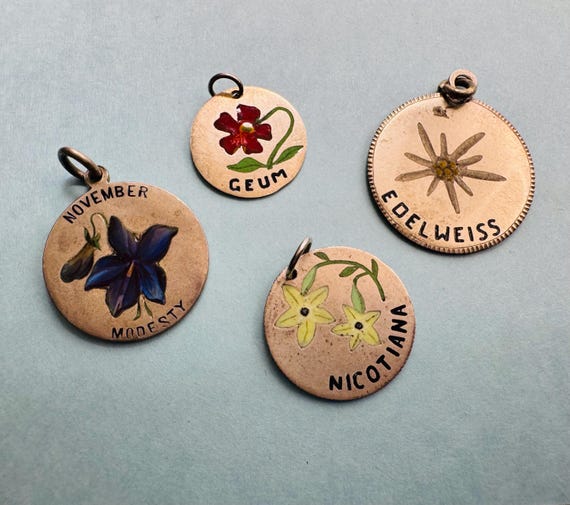 Floral Enamel, Sterling Silver Charms