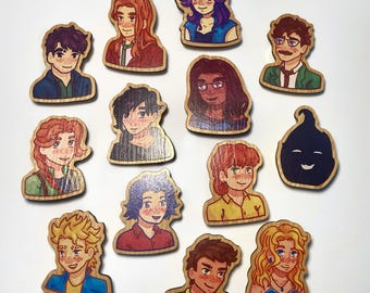 Stardew Valley bachelor bachelorettes wood pin-Leah, Haley, Abigail, Emily, Maru, Penny,Krobus, Elliott, Alex, Harvey, Sam, Sebastian, Shane