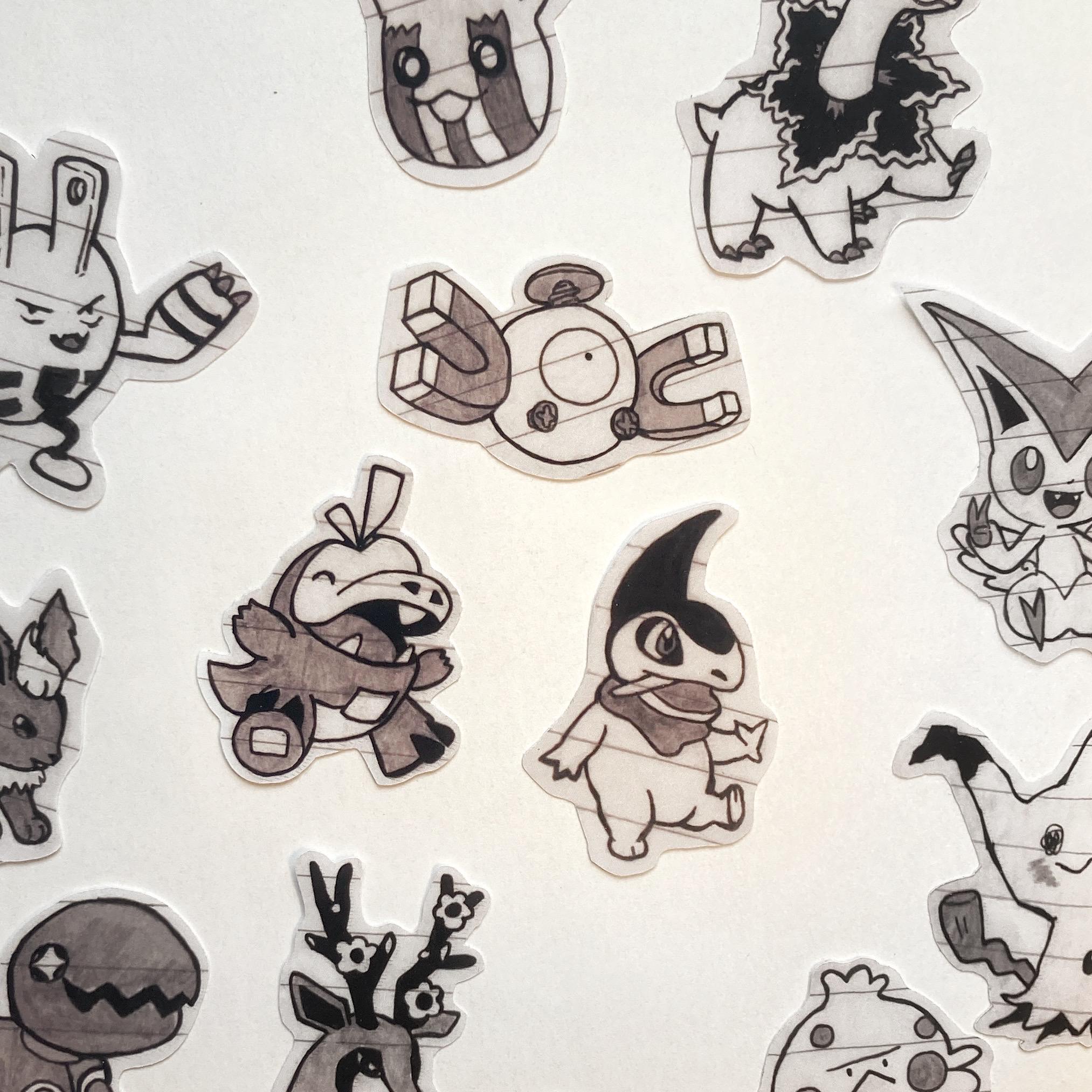 Pokémon Mini Stickers - Cute Lined Sketchbook, Axew, Flareon, Mimikyu ...