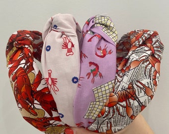 Crawfish Knotted Headband- Cajun topknot, Momma headband, Girls headband