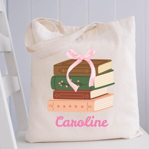 Sac fourre-tout personnalisé pour amoureux des livres, joli cadeau pour les lecteurs, sac de livre personnalisé, sac de bibliothèque, sac de bibliothèque coquette, sac de bibliothèque noeud, sac fourre-tout noeud