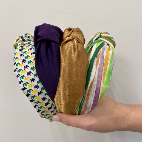 mardi gras knotted headband