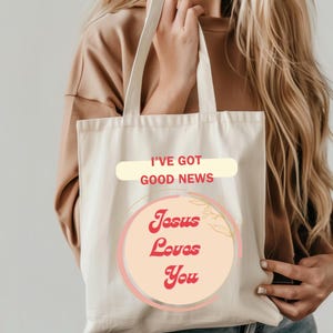 Jesus Loves You Canvas Tote Bag - The Good News, Eco-Friendly Shopper, Gift for Her, Faith-Based Accessories, Bible tote bag, Christian Bag