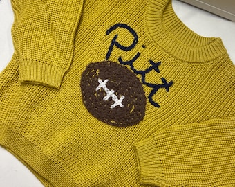 Hand Embroidered Custom Team Name Baby Sweater: Football Sports
