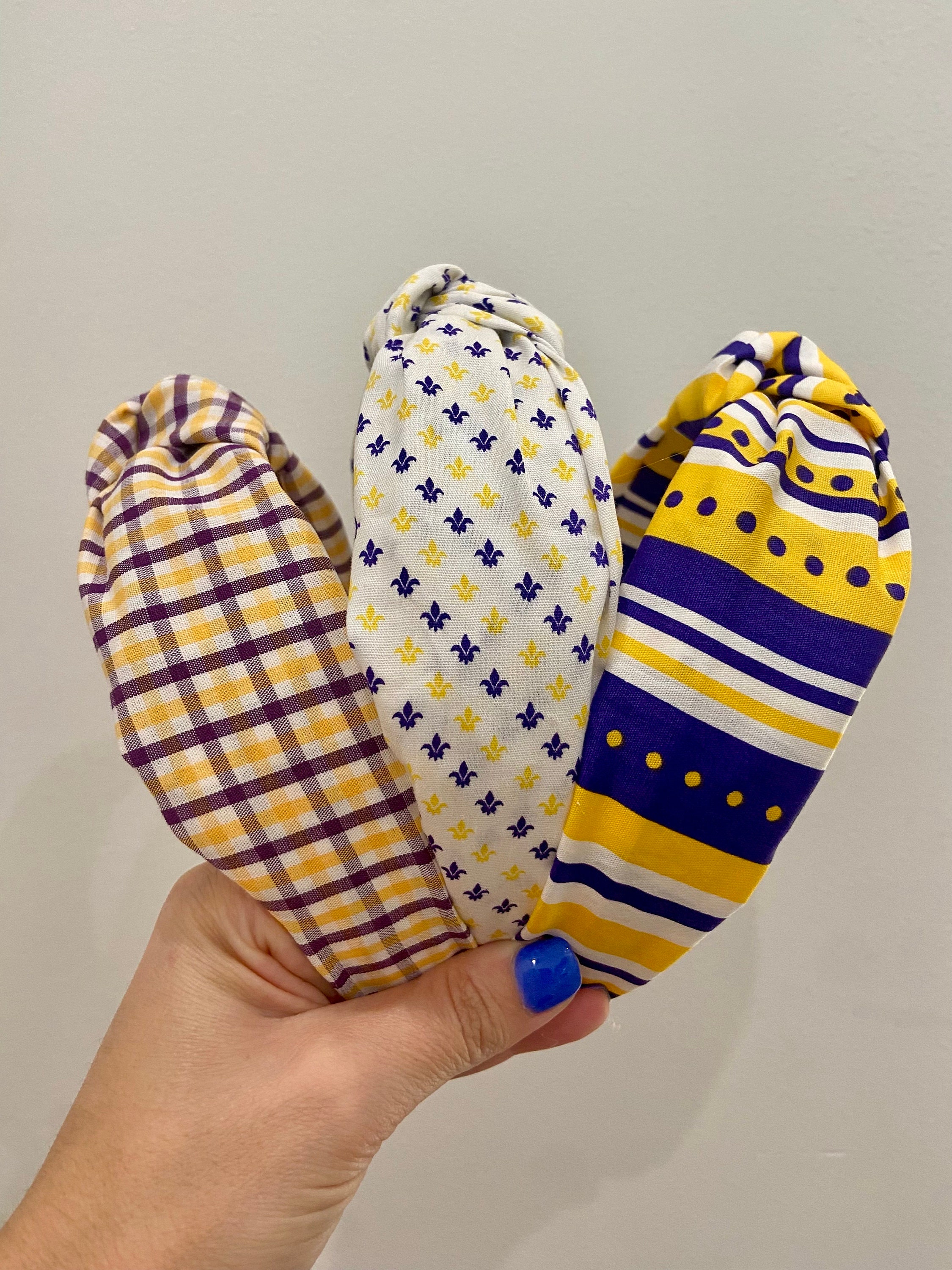 LSU Knotted Headband: Purple and Gold Cotton Topknot - Etsy display picture 3