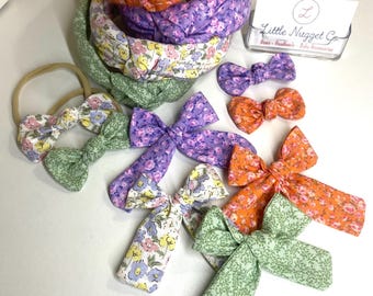 Mommy and Me Headbands/Bows - Spring and Summer Floral Headband , Topknot Headband, Knotted Headband, Baby Bows, Mom and Baby Bows