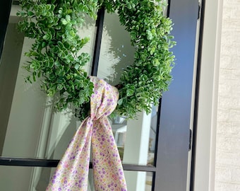 Wreath Sash- Holiday Wreath, Wreath Scarf, Easter Wreath, Front Door Wreath Decor, Easter Decor, Spring Wreath