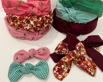 Mommy and Me Headbands/Bows - Matching Headband , Topknot Headband, Knotted Headband, Baby Bows, Mom and Baby Bows, Mommy and Me Christmas