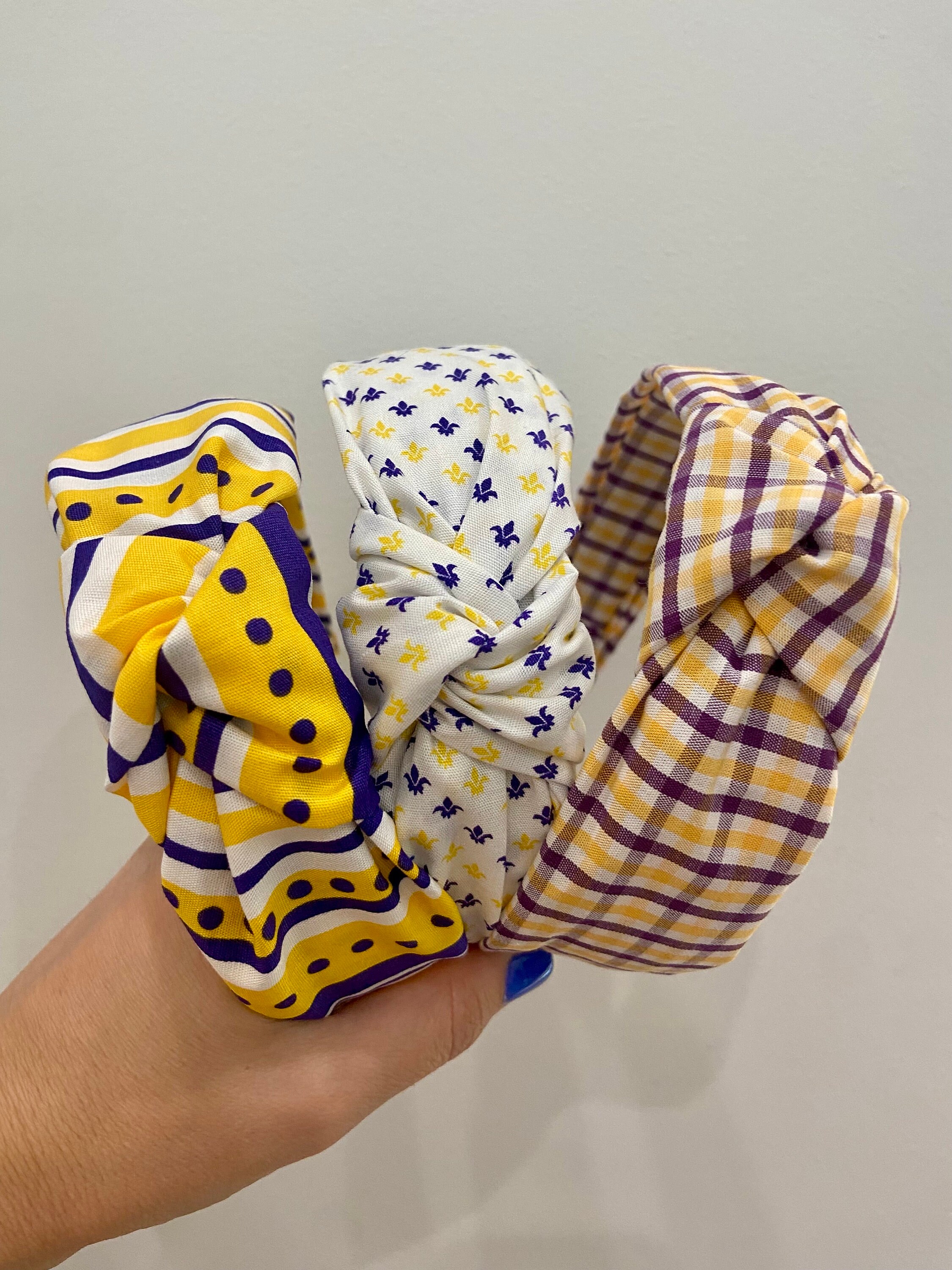 Beaded LSU White Headband + Purple & Jewel Accent Headbands - Set of 3 LSU Tigers 3 Pack Beaded Friendship Bracelet FOCO main image 3