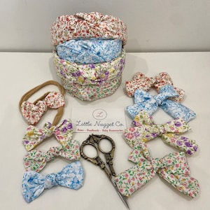 Mommy and Me Headbands/Bows - Spring Floral Headband , Topknot Headband, Knotted Headband, Baby Bows, Mom and Baby Bows, Spring Headband