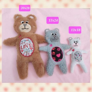 Set embroidery file cuddly bear ith in 3 sizes