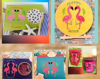 Embroidery file Megaset Flamingo 10x10, 13x18 and Mugrug in 3 variants each + blank