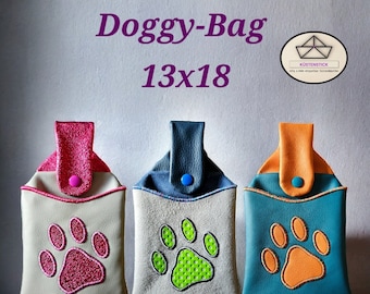 Embroidery file treat bag "Doggy Bag" with paw application and blank version for/from the 13 x 18 cm frame