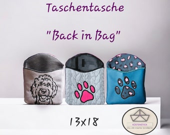 Embroidery file bag "Back in Bag" ITH for/from the 13 x 18 cm frame with paw application and blank version