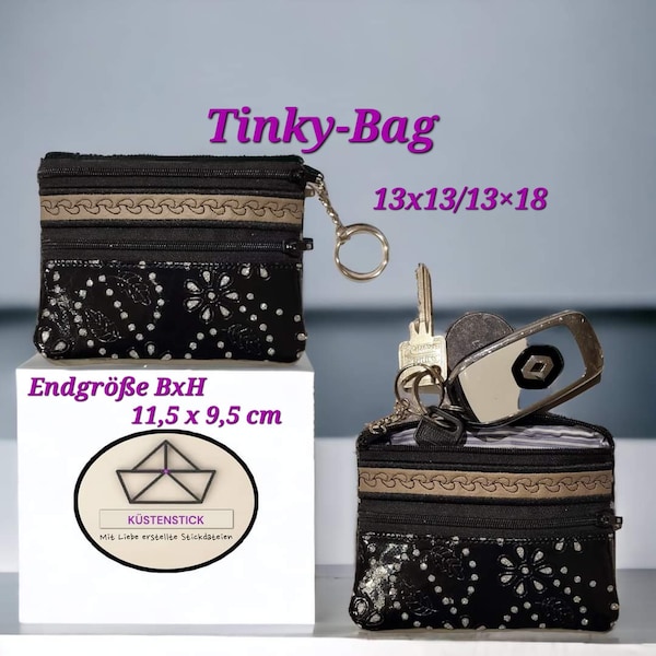 Stickdatei Tinky-Bag Schlüsseltasche/Mini Portemonaie für/ab dem 13x13/13x18 Rahmen
