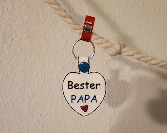 Stickdatei Schlüsselanhänger "Bester Papa" 10x10