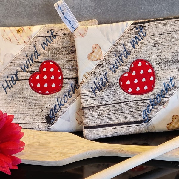 Embroidery file pot holders "heart" and "blank" from the 20 x 20 frame