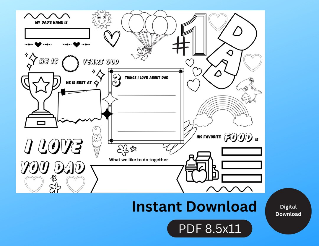Father’s Day Printable Coloring Page | Printable All About Dad Fill in ...