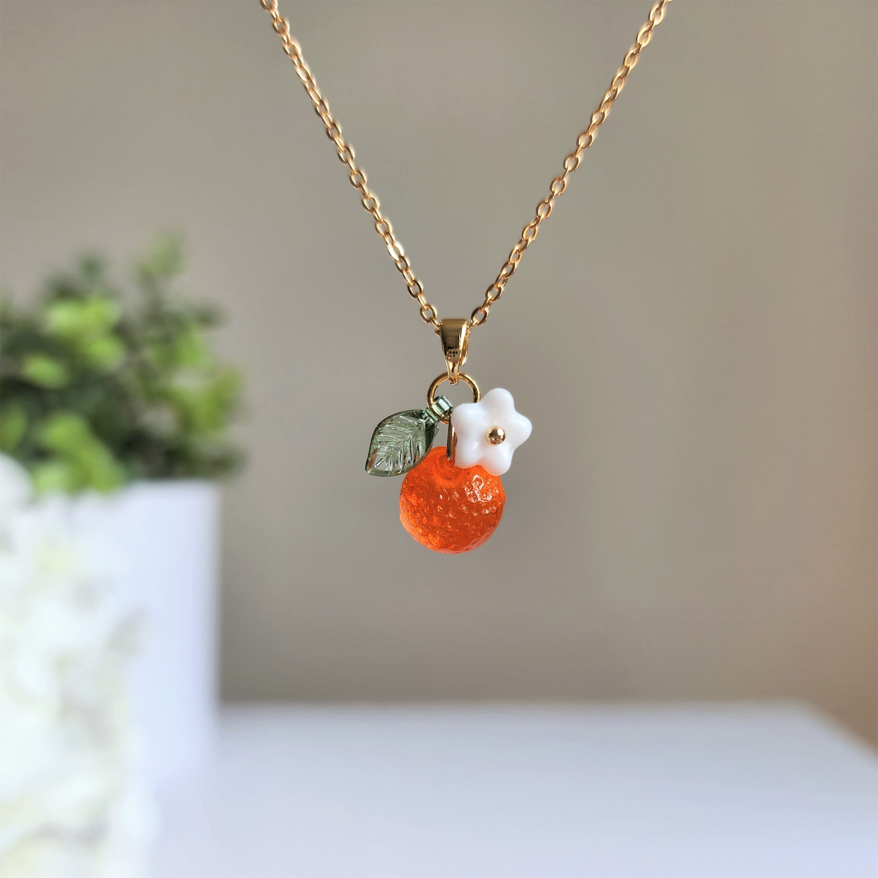 Orange Necklace Etsy