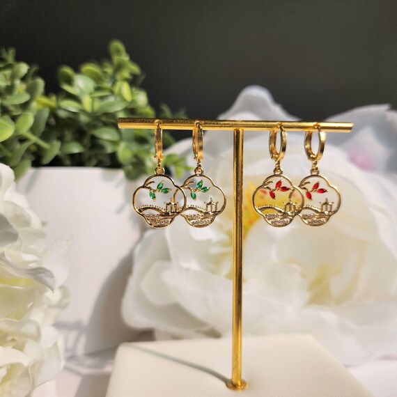 Asian gold hoop earrings outlet
