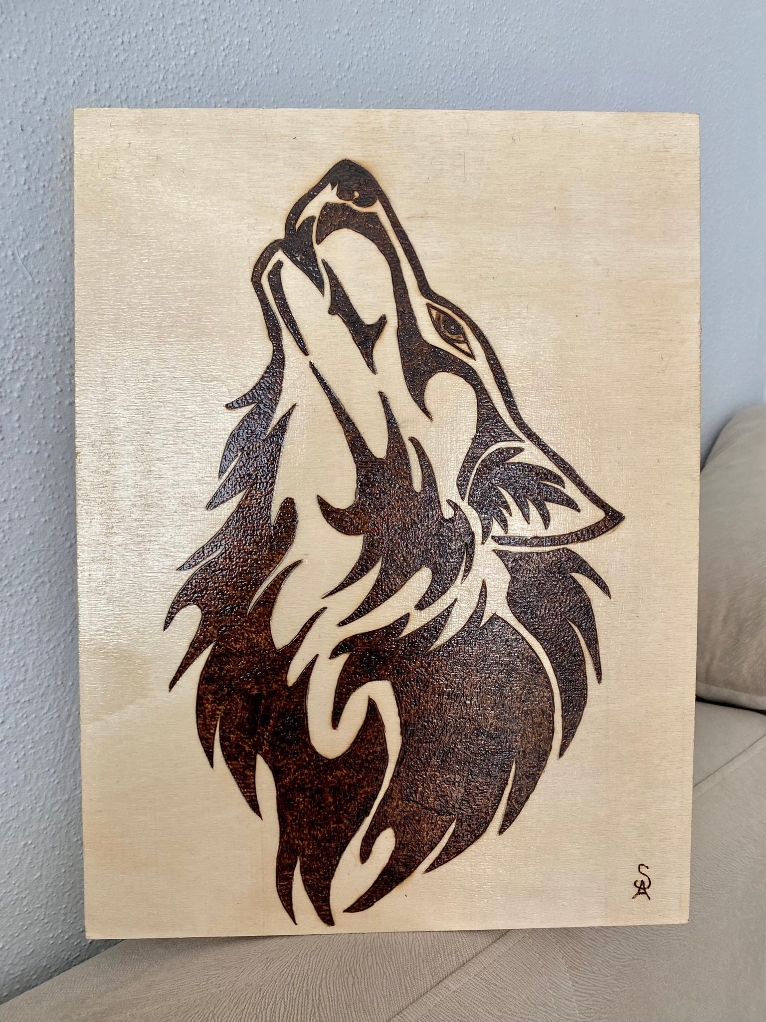handmade-pyrography-wolf-figure-on-wood-home-decor-woodburning-etsy