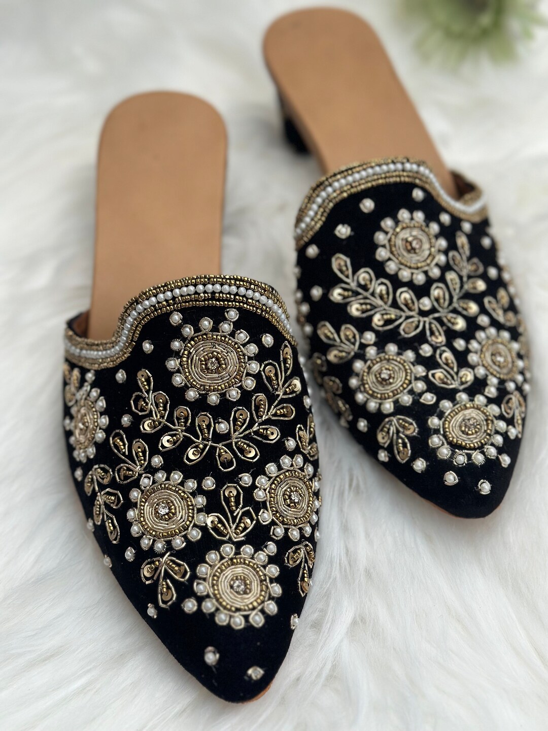 Black Heels/mules Indian Pakistani Punjabi Jutti Traditional Wedding