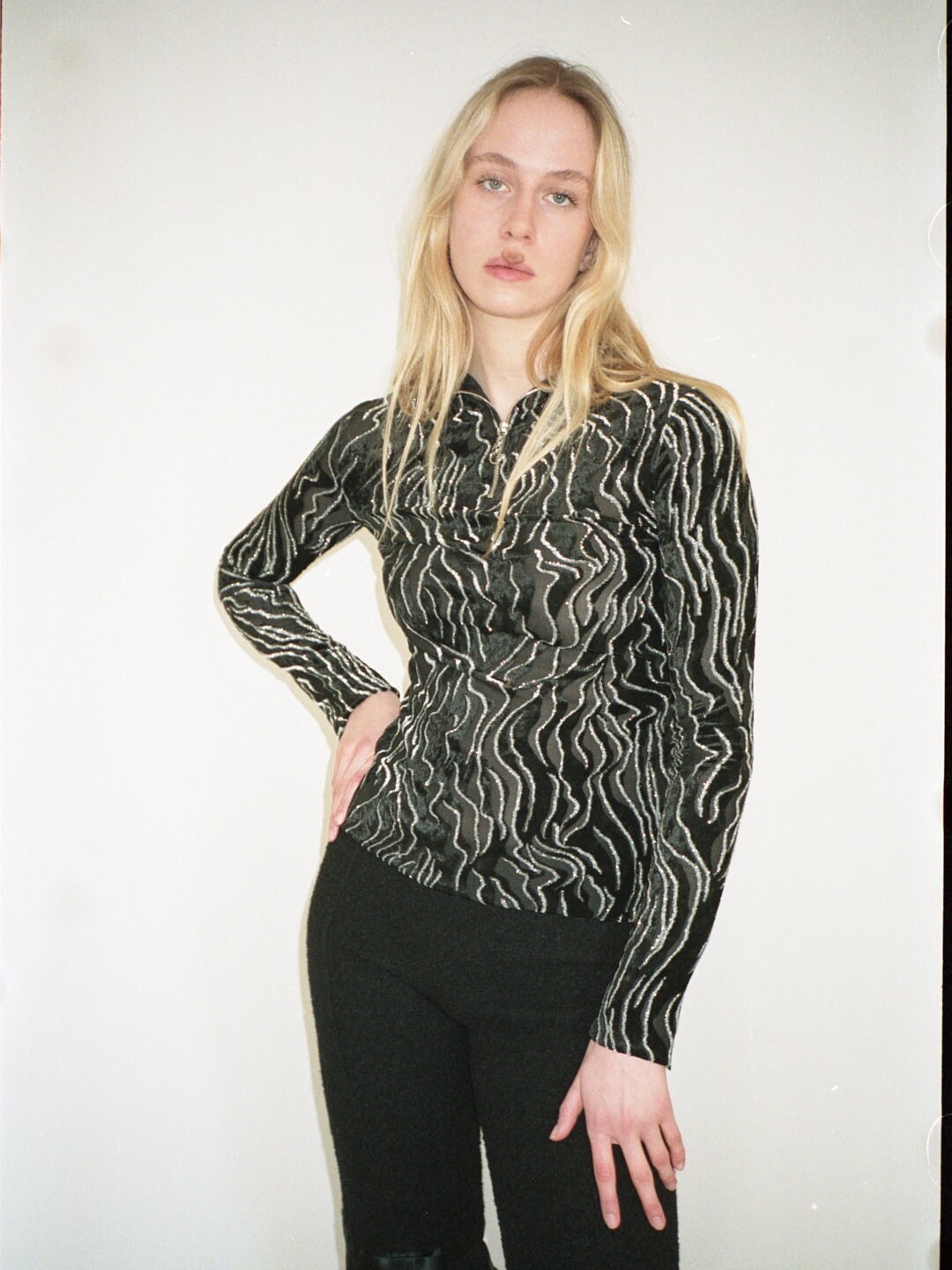 Vintage 90s Kenzo Blue Mesh Top, Native Long Sleeve Top