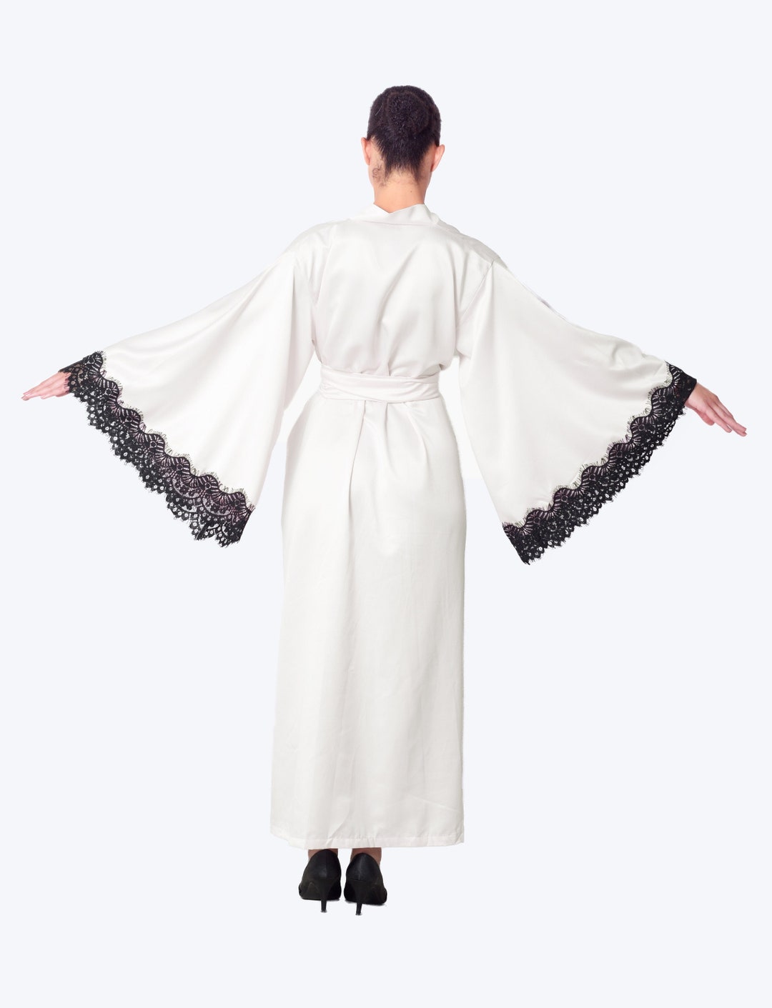 Rene Bridal Royal White Satin Robe Plus Size Bride Kimono Etsy