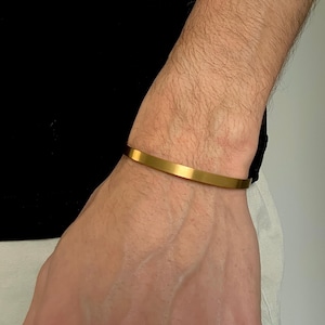 Gold Cuff Bracelet for Men • Cool Cuff Bracelet • Livin Well Cuff Bracelet • Mens Bracelet • Gold Bracelet • Mens Jewelry • Gift for Him
