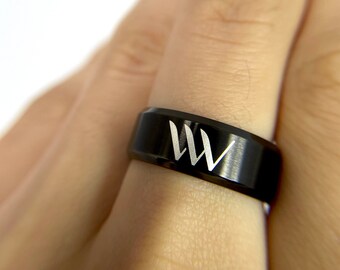 Livin Well Black Ring • Lifestyle Ring • Black Statement Ring • Cool Black Ring for Men • Gift for him • Black Minimalist Ring for Men