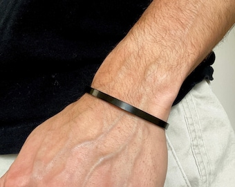 Black Cuff Bracelet for Men • Cool Cuff Bracelet • Livin Well Cuff Bracelet • Mens Bracelet • Black Bracelet • Mens Jewelry • Gift for Him
