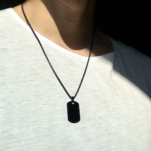 Customizable Black Pendant for Men • Personalized Dog Tag Necklace for Men • Customizable Necklace • Cool Custom Necklace • Gift for him