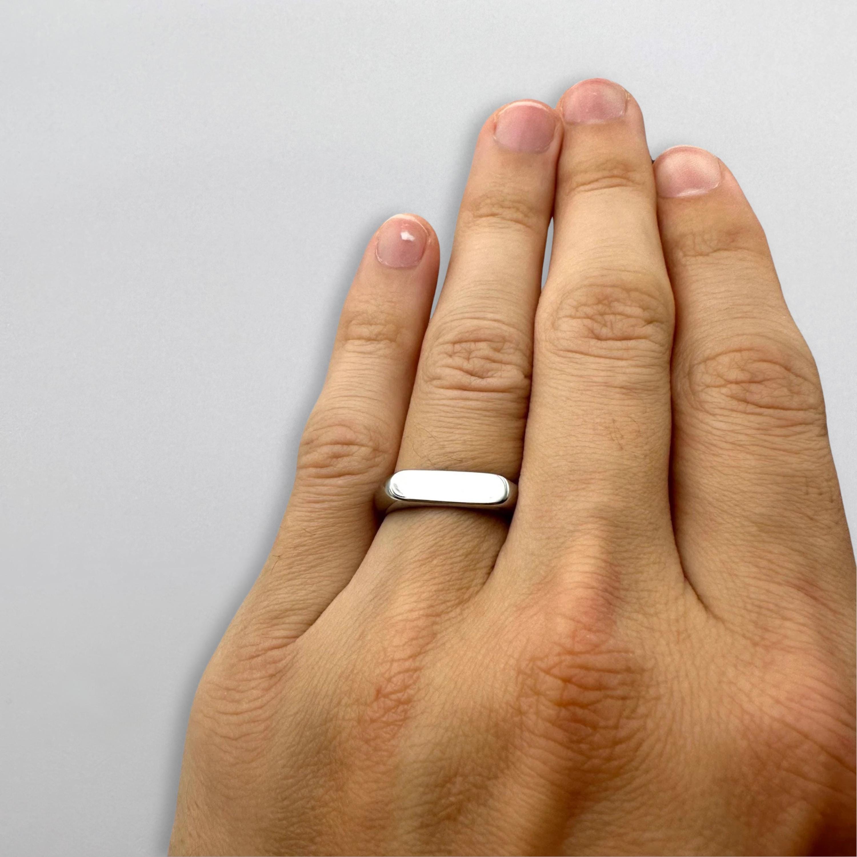 Rectangle Signet Ring, Sterling Silver Signet Ring With