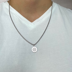 Sun Necklace for Men • Sun Pendant • Silver minimalist Pendant • Silver Necklace for Men • Boho Necklace • Minimalist necklace for men