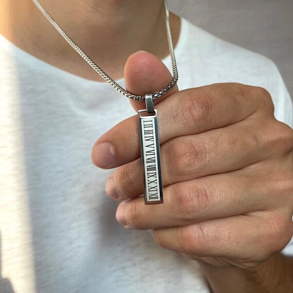 Mens roman numeral best sale necklace