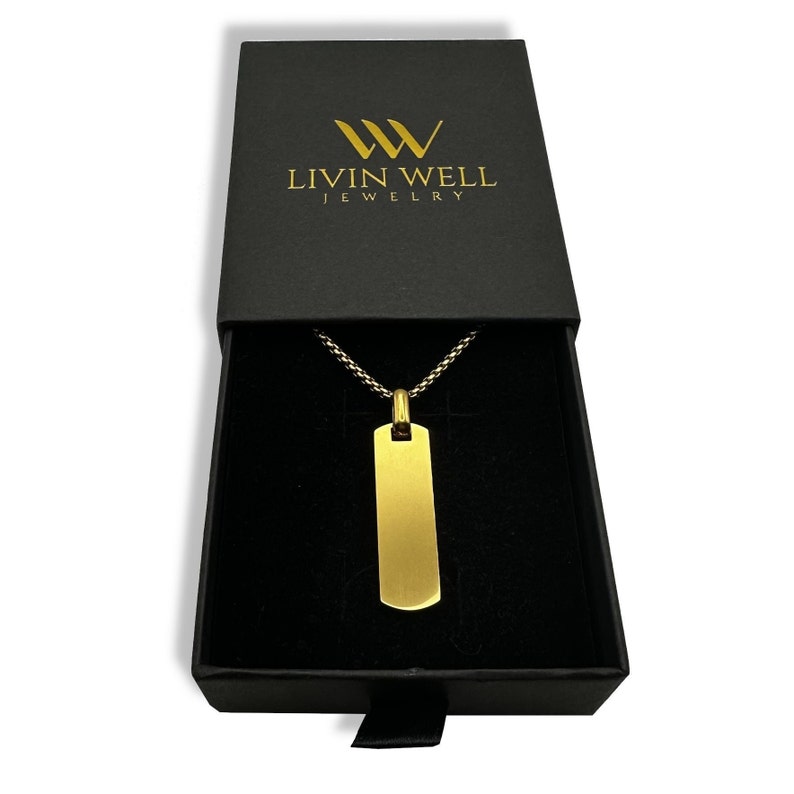 Custom Gold Necklace for Men Personalized Bar Necklaces for Men