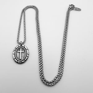 Silver cross necklace for men • Cross Pendant • Men&#39;s necklace •  Religious cross necklace • Cross Jewelry • Gift for men, brother, him