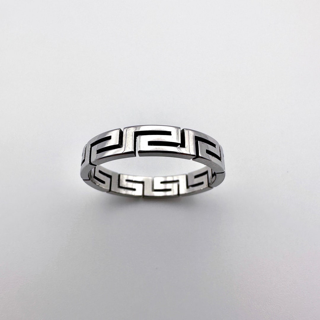 Silver Geometric Ring for Men • Cool Silver Ring for Men • Silver Mens ...