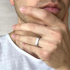 Rectangle Signet Ring for Men • Silver Signet Ring • Silver Mens Rings • Minimalist Ring for Men • Durable Ring for men • Ring for going out