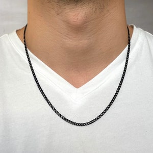 Black Chain Necklace for Men • Cuban Chain Necklace • Men&#39;s black chain • Cuban Link Chain • Minimalist Necklace • Starter Chain for Men