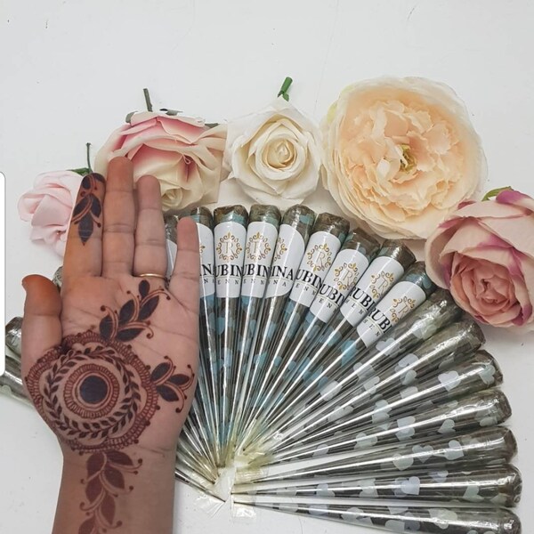 10× natural henna cone.bridal henna cones.temporary tattoo.chemical free.fine tip