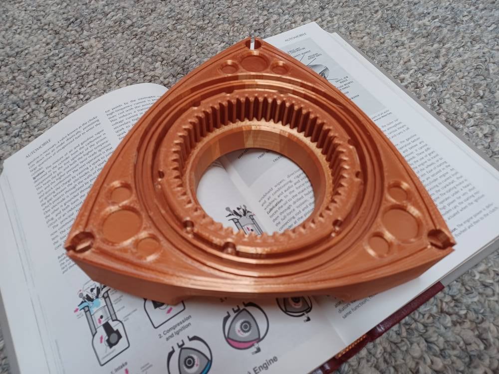 Rotary Engine Rotor in Copper, 3D Wall Art Life Size Wankel, Mazda 13B RX7,  RX8 
