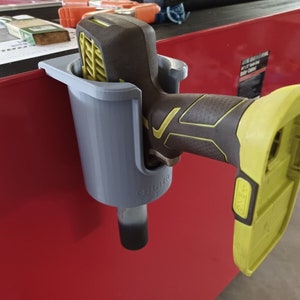 Impact / Drill Rack Holster, Clip-On (hook on) Mount for Toolbox, Service Cart